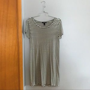 Forever 21 Green and White Striped T-shirt Dress